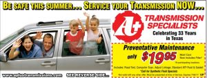 Summer transmission preventative maintenance coupon - $19.95